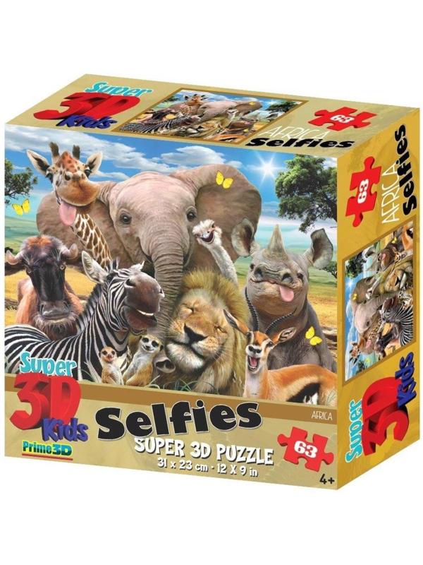 Пазл Super 3D Африка селфи, 63 дет.
