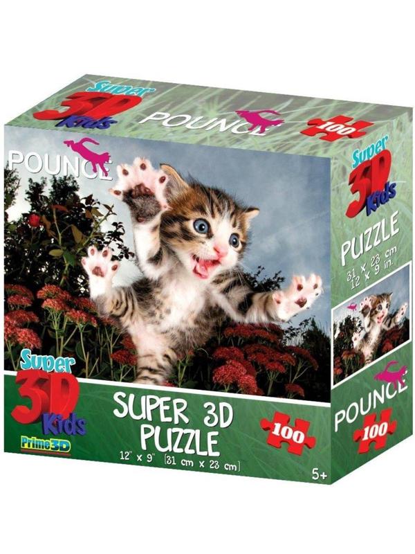 Пазл Super 3D Пушистый охотник, 100 дет.