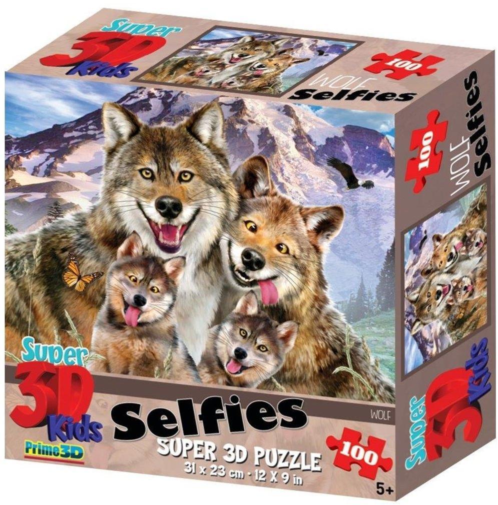 Пазл Super 3D Волки селфи, 100 дет.