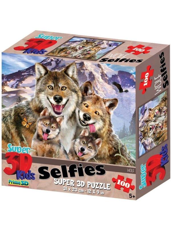 Пазл Super 3D Волки селфи, 100 дет.
