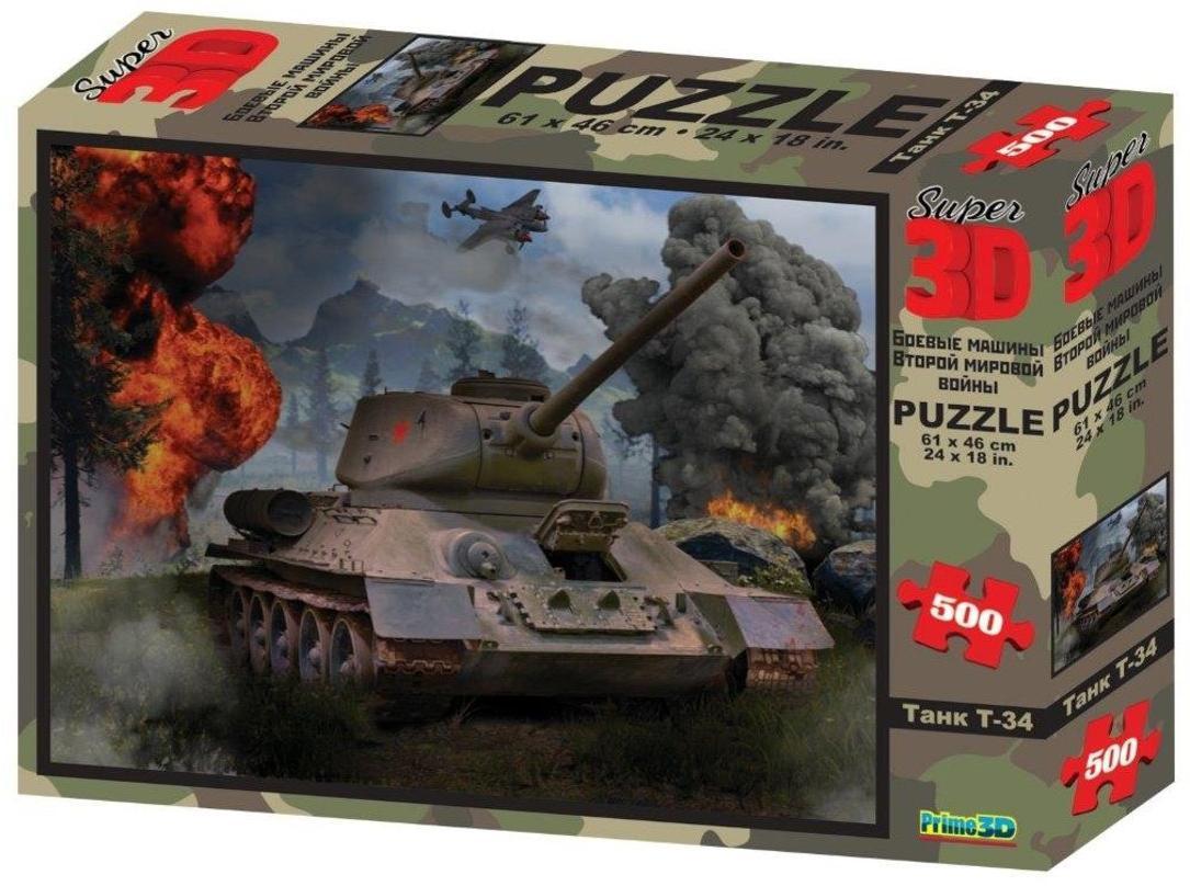 Пазл Super 3D Танк Т-34, 500 детал.