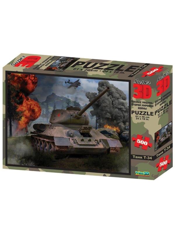 Пазл Super 3D Танк Т-34, 500 детал.