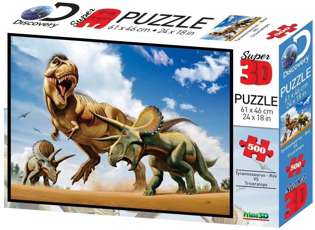 Пазл Super 3D Тираннозавр против трицератопса, 500 детал.