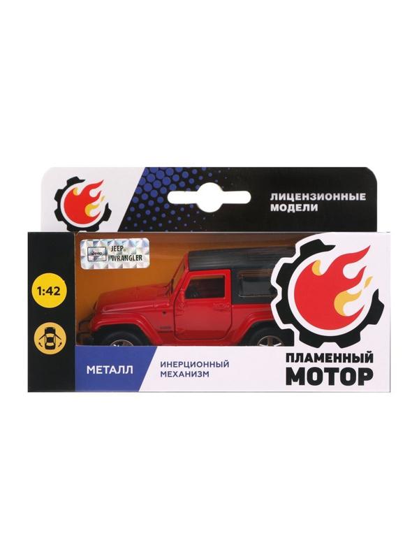 Машина мет. 1:42 Jeep Wrangler, откр.двери, 12см, красн.