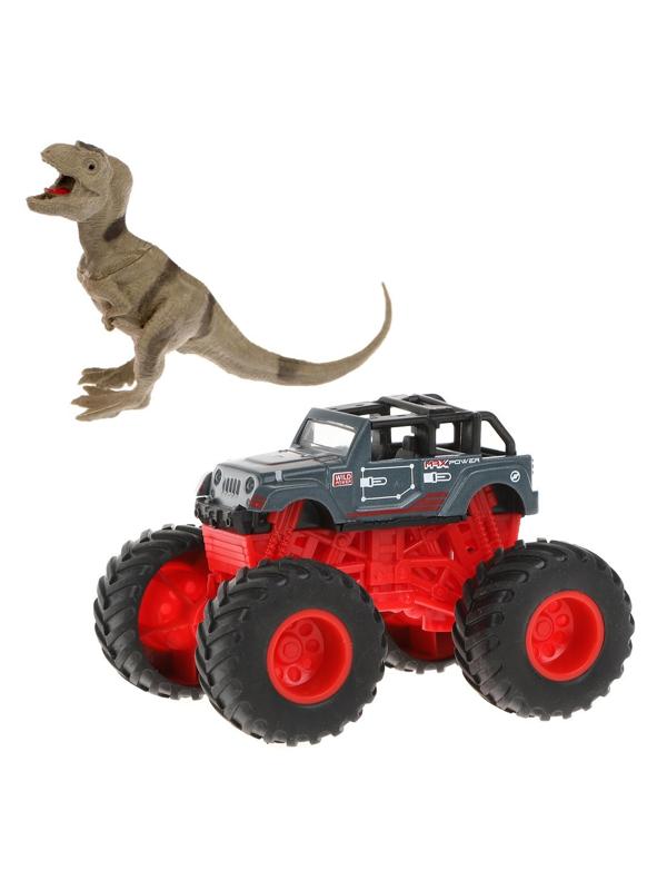 Монстр трак Мир динозавров, мет.машина, фигурка тиранозавра