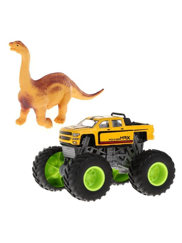 Монстр трак Мир динозавров, мет.машина, фигурка брахиозавра