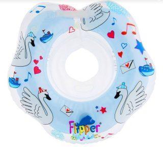 Круг на шею для купания малышей Flipper с музыкой голуб.
