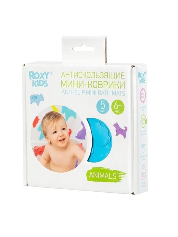 Мини-коврики ROXY-KIDS для ванны ANIMALS, 5 шт, в ассорт.