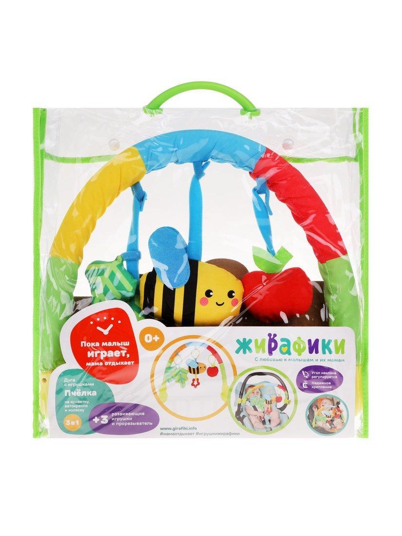 Дуга Пчелка: 4 съем. игр. крепл. прищепка, 3в1 кроват., коляс., автокрес.
