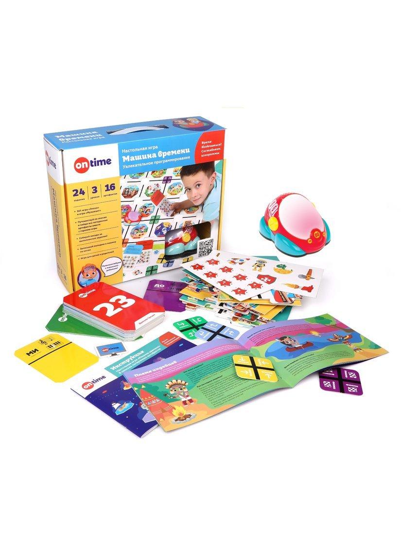 Настольная игра Машина времени - первые навыки программирования: машинка,
игровые материалы, свет, звуки, батарейки 3хААА не входят в комплект