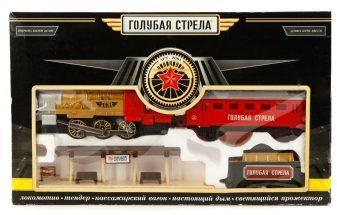 Ж/д Голубая стрела,282см,локомотив,тендер,вагон. Элементы питания в комплект
не входят