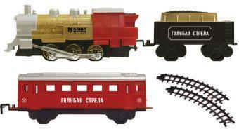 Ж/д Голубая стрела, 282см, локомотив, тендер, вагон, свет, дым. Элементы
питания в комплект не входят.