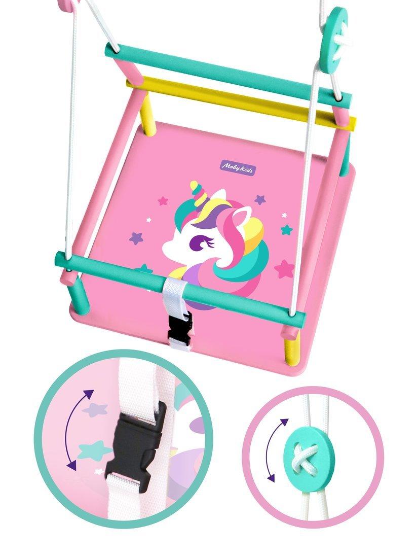 Качели детские деревянные с рисунком Moby Kids Комета Единорог