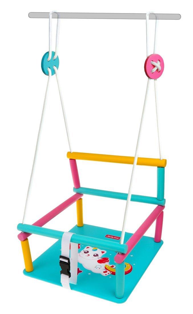 Качели детские деревянные с рисунком Moby Kids Комета Котик