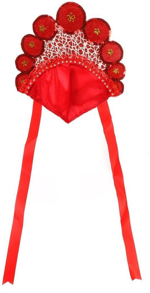 Кокошник Боярушка 28x0.3x28см, красный