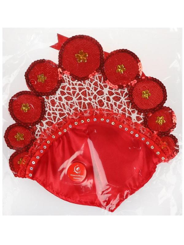 Кокошник Боярушка 28x0.3x28см, красный