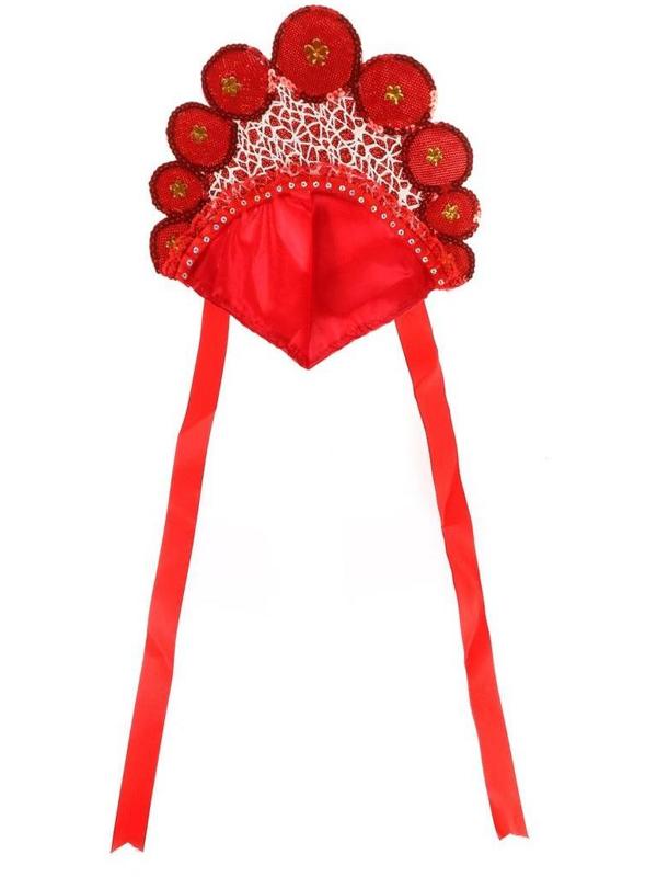 Кокошник Боярушка 28x0.3x28см, красный