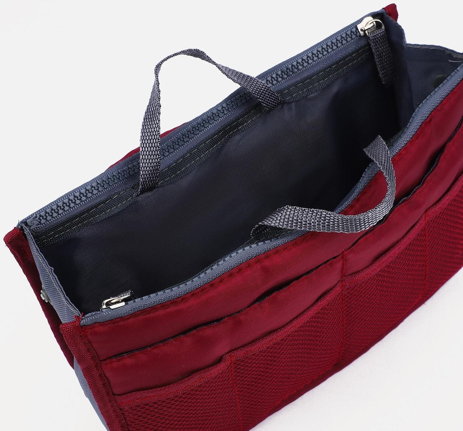 Косметичка-органайзер на молниях, цвет бордовый