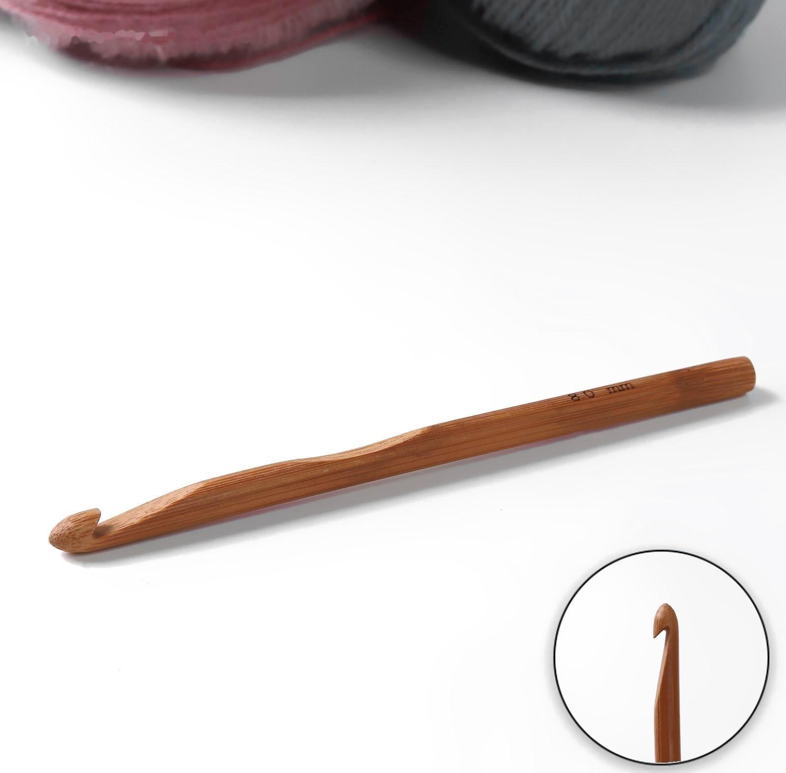 Крючок для вязания, бамбуковый, d = 8 мм, 15 см