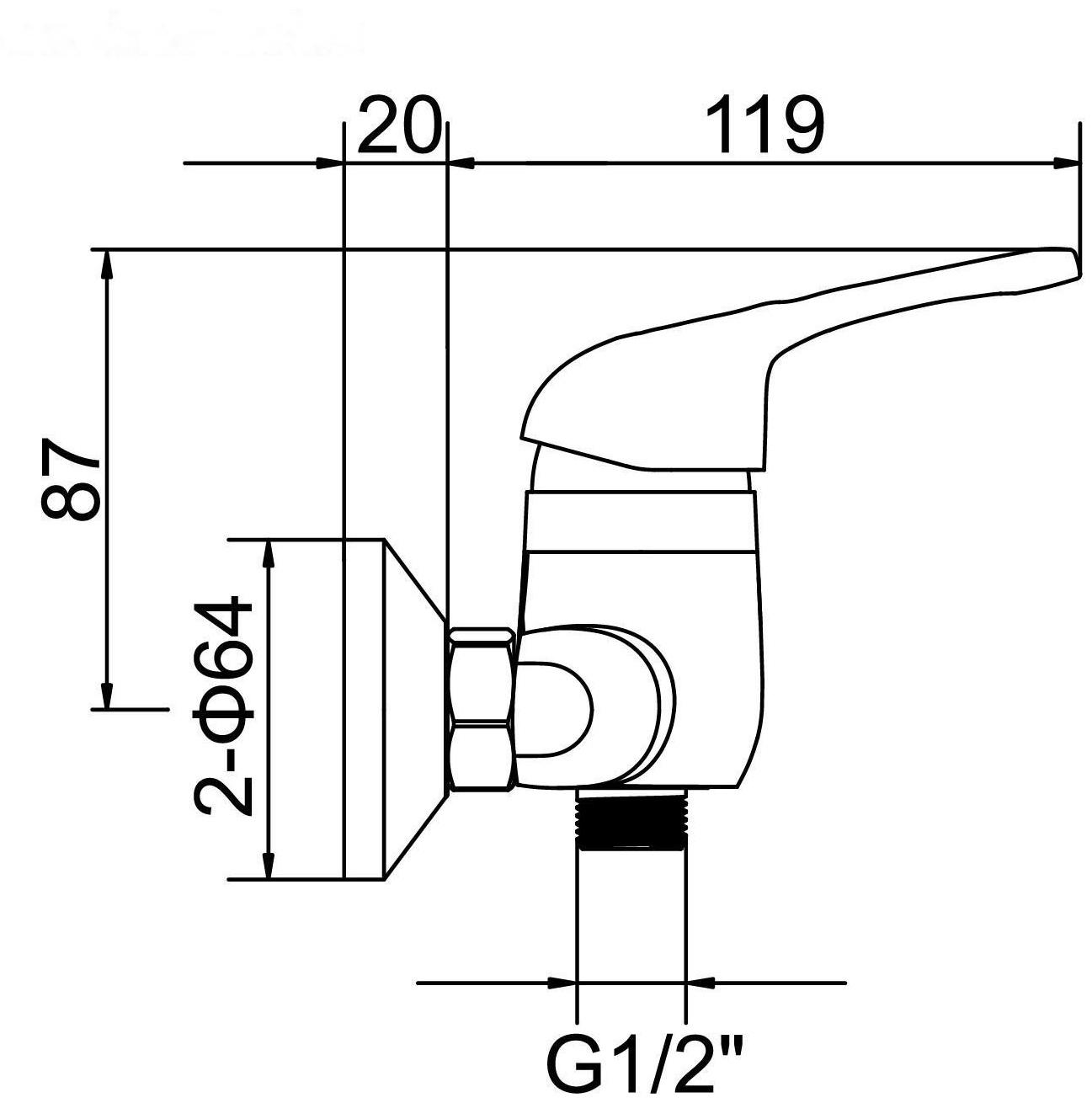 Смеситель душа Accoona А8060, однорычажный, хром