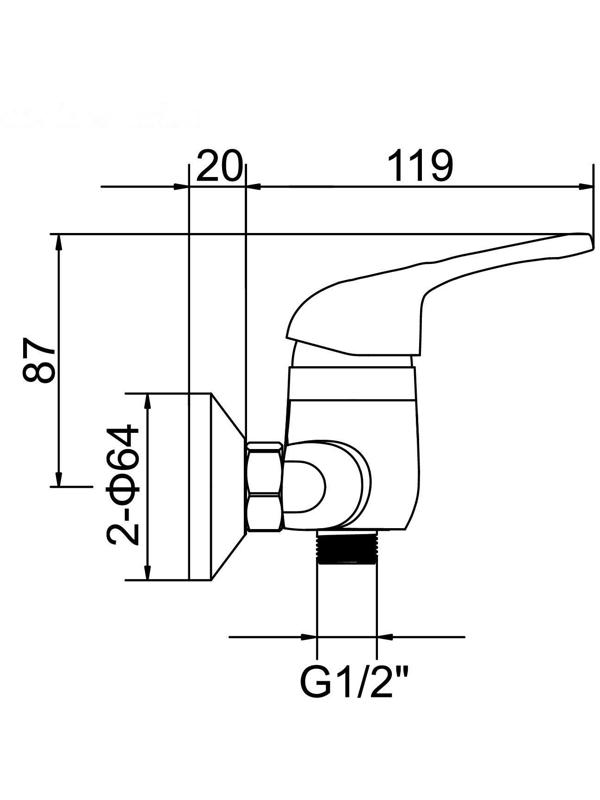 Смеситель душа Accoona А8060, однорычажный, хром