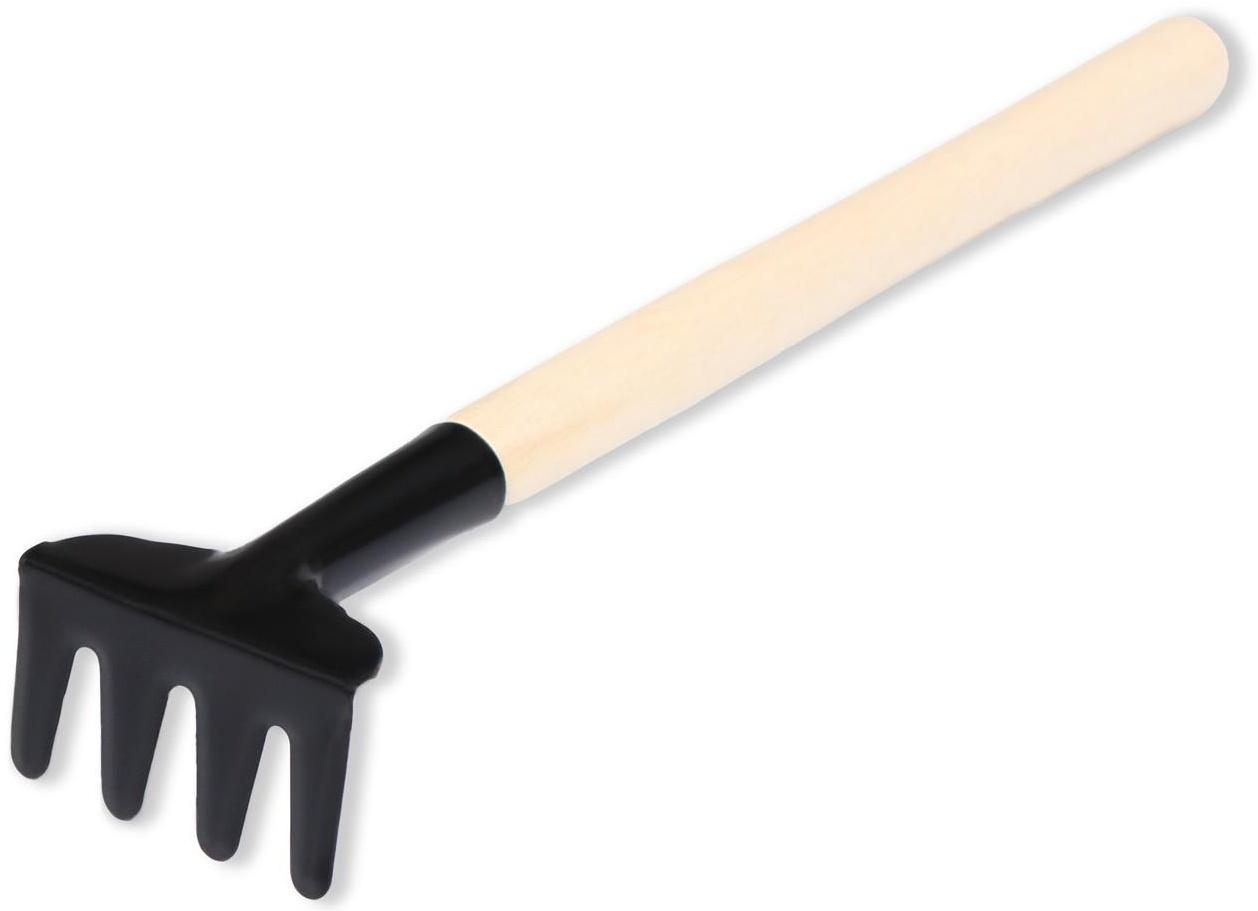 Набор инструментов, 3 предмета: грабли, 2 лопатки, длина 20 см, деревянные ручки