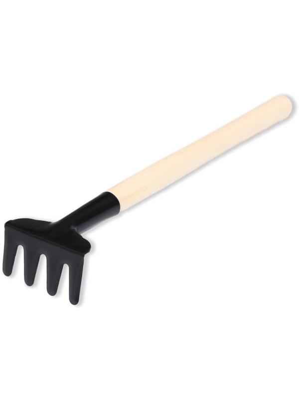 Набор инструментов, 3 предмета: грабли, 2 лопатки, длина 20 см, деревянные ручки