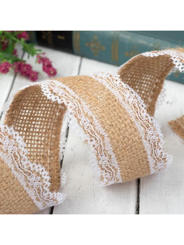 Лента из джута «Кружево», 37 мм, 4,5 ± 0,5 м, цвет белый