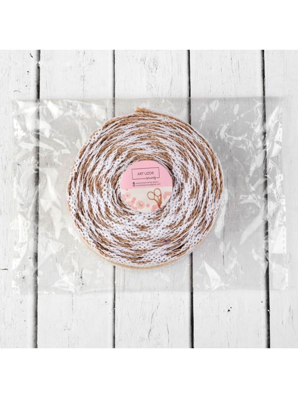 Лента из джута «Кружево», 37 мм, 4,5 ± 0,5 м, цвет белый