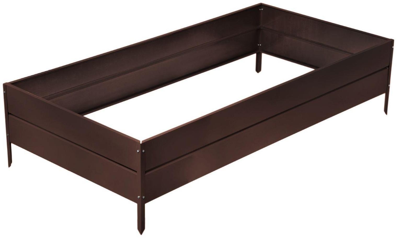 Грядка оцинкованная, 195 × 100 × 34 см, коричневая, Greengo