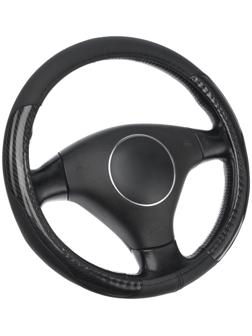 Оплетка TORSO, кожа PU, перфорация, размер 38 см, черная карбоновая вставка, черный