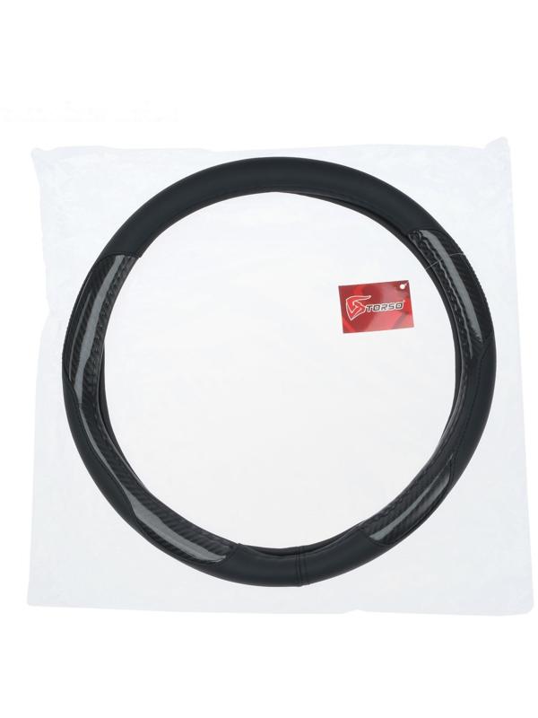 Оплетка TORSO, кожа PU, перфорация, размер 38 см, черная карбоновая вставка, черный