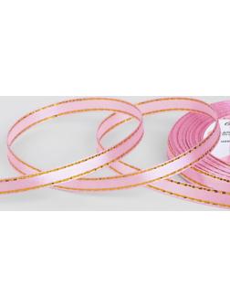 Лента атласная «Золотые нити», 6 мм × 23 ± 1 м, цвет розовый №004