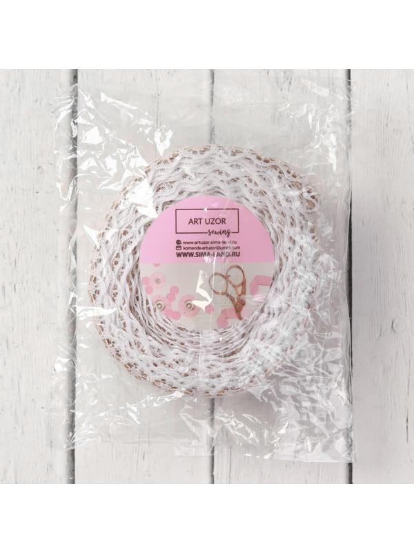 Лента из джута «Кружево», натуральная, 37 мм, 4,5 ± 0,5 м, цвет белый