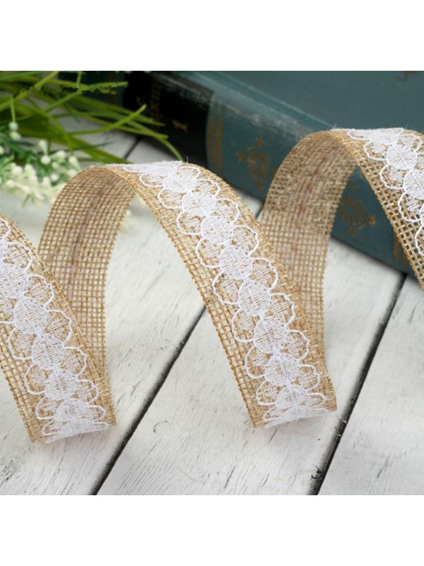 Лента из джута «Кружево», 20 мм, 4,5 ± 0,5 м, цвет бежевый