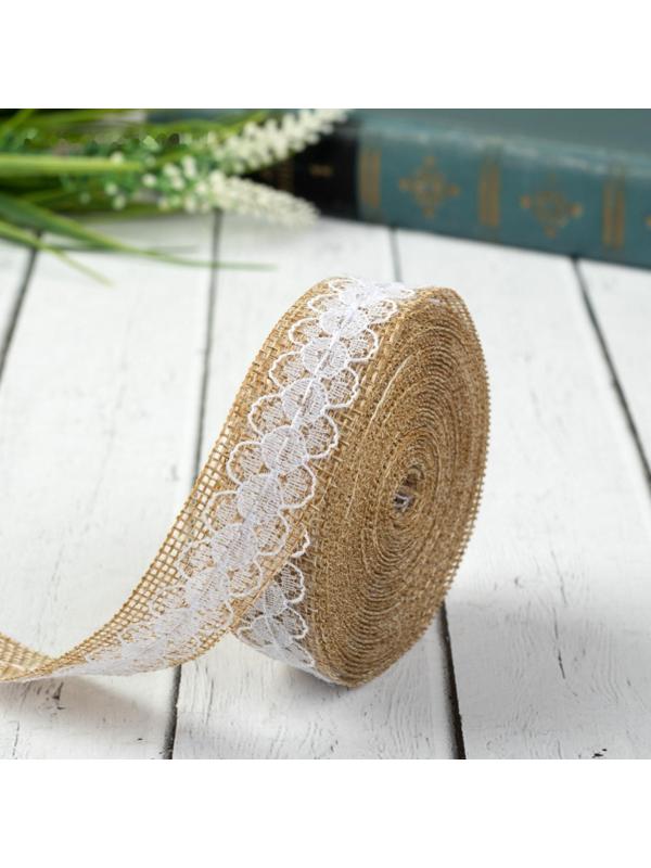 Лента из джута «Кружево», 20 мм, 4,5 ± 0,5 м, цвет бежевый