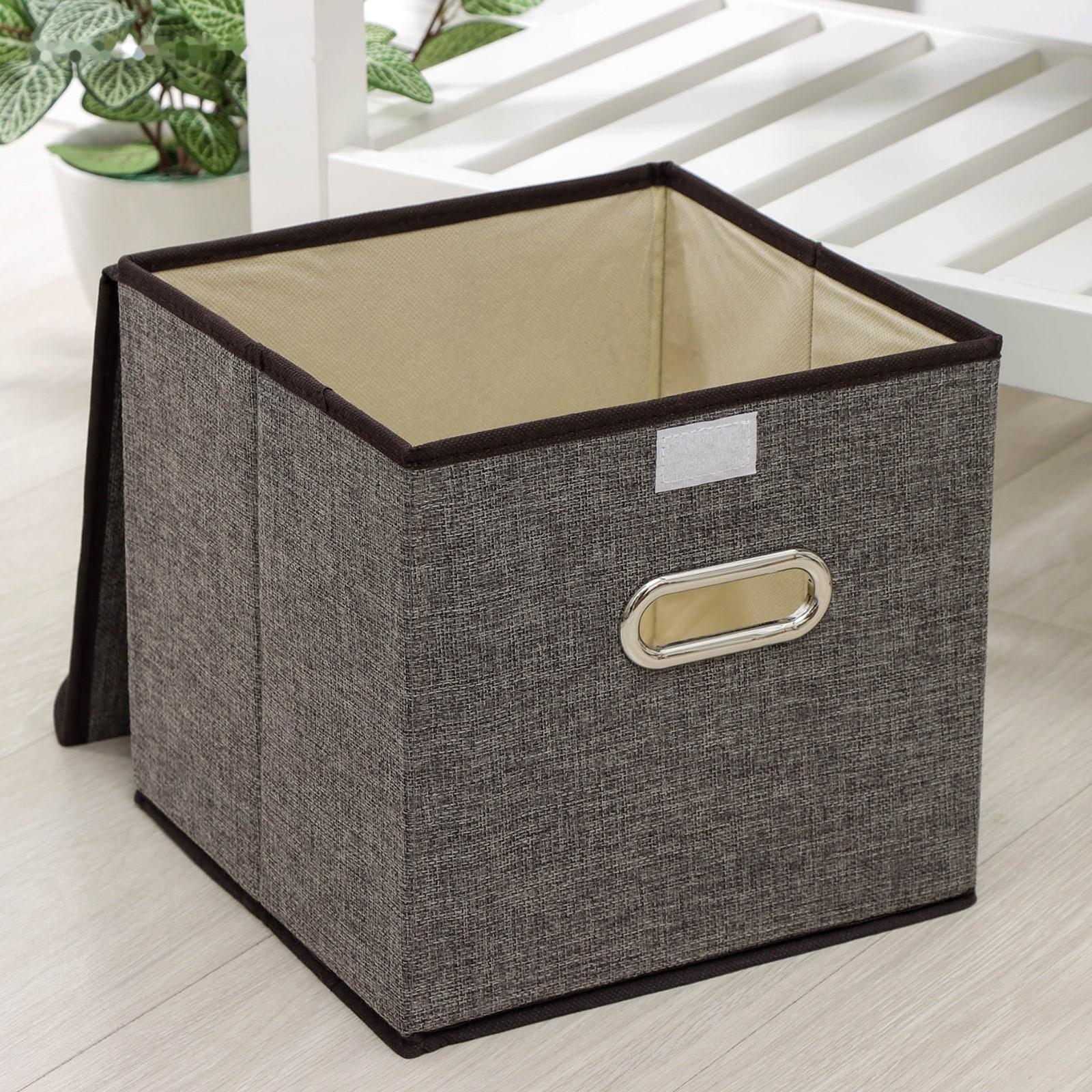 Короб стеллажный для хранения с крышкой «Офис», 25×25×25 см, цвет серый