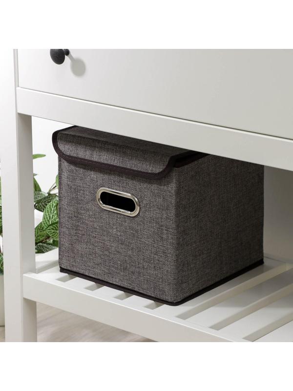 Короб стеллажный для хранения с крышкой «Офис», 25×25×25 см, цвет серый