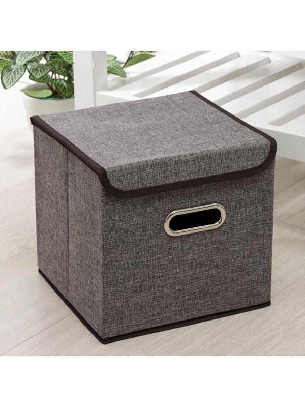 Короб стеллажный для хранения с крышкой «Офис», 25×25×25 см, цвет серый