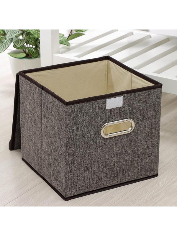 Короб стеллажный для хранения с крышкой «Офис», 25×25×25 см, цвет серый