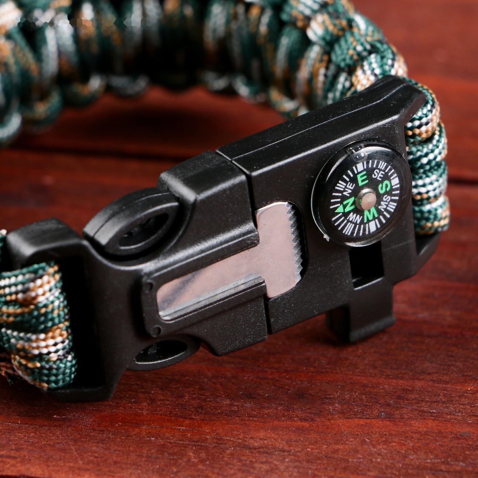 Браслет для выживания 4в1(паракорд, компас,свисток,огниво), 25.5 × 2.5 см, 3 м, микс