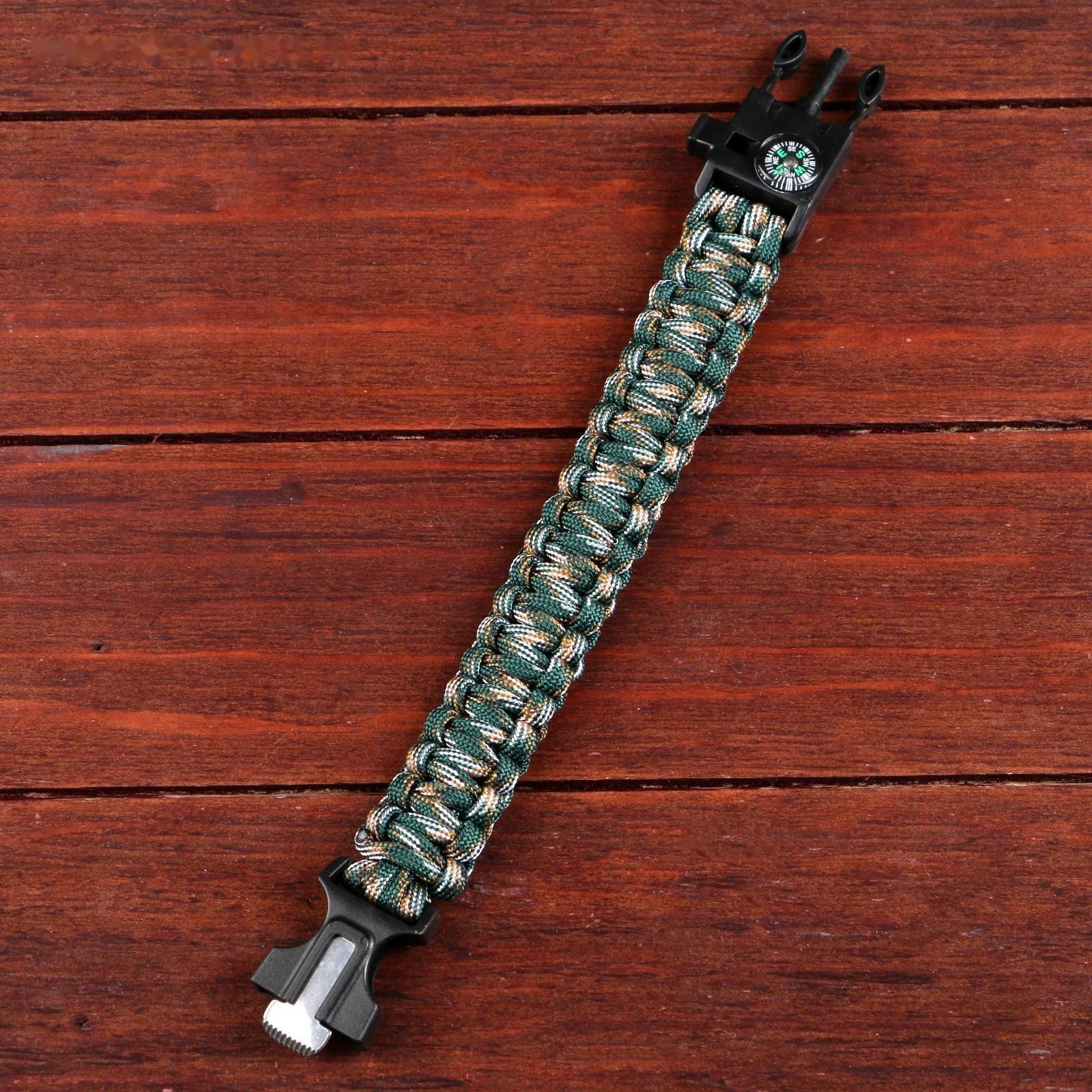 Браслет для выживания 4в1(паракорд, компас,свисток,огниво), 25.5 × 2.5 см, 3 м, микс