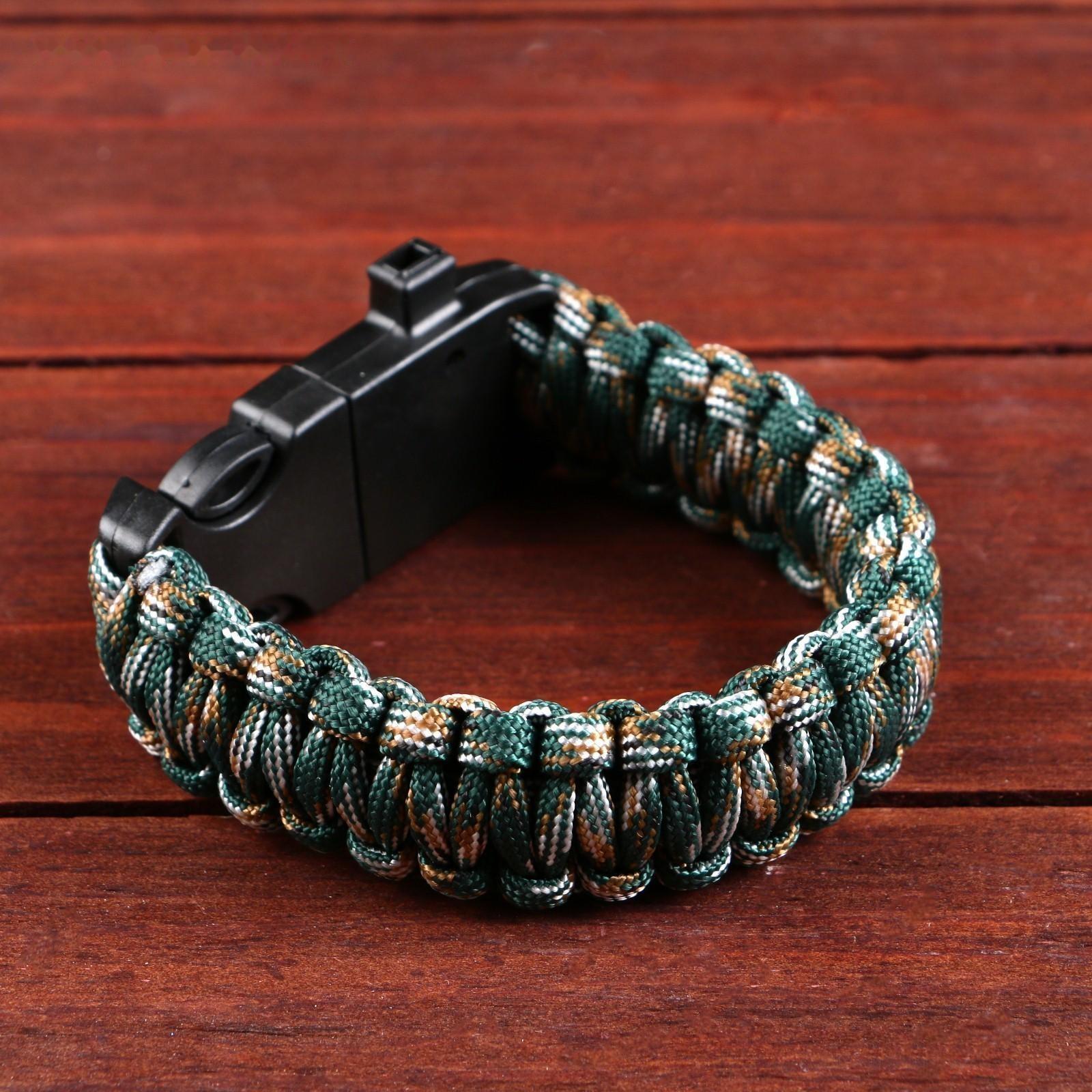 Браслет для выживания 4в1(паракорд, компас,свисток,огниво), 25.5 × 2.5 см, 3 м, микс