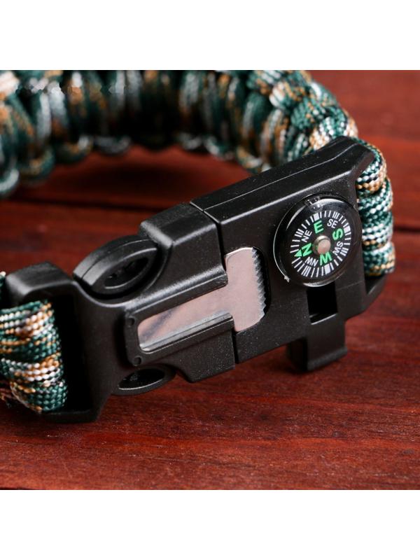 Браслет для выживания 4в1(паракорд, компас,свисток,огниво), 25.5 × 2.5 см, 3 м, микс