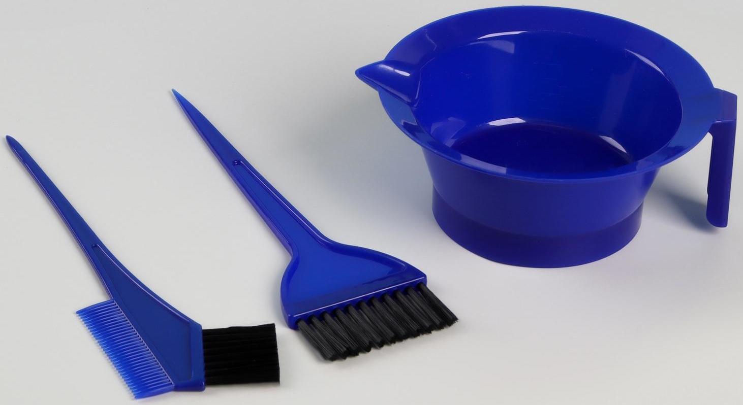 Набор для окрашивания волос, 3 предмета, цвет синий