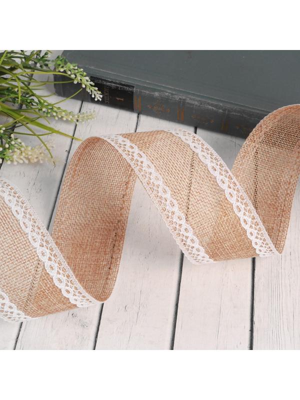 Лента из джута «Кружево», 50 мм, 4,5 ± 0,5 м, цвет бежевый