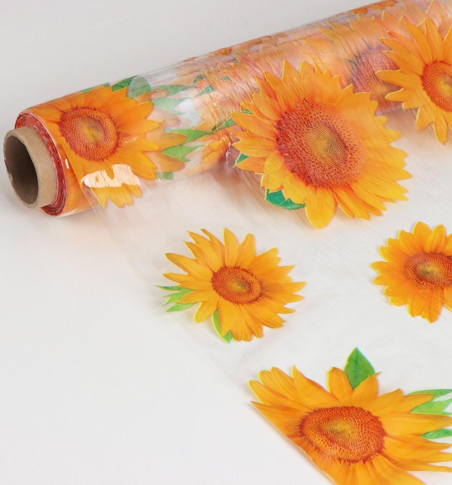 Клеёнка ПВХ Доляна, ширина 137 см, толщина 0,07 мм, рулон 30 метров