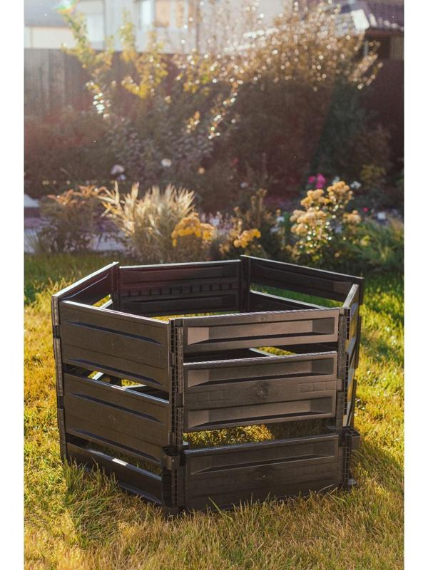 Компостер пластиковый, 600 л, 125 × 105 × 70 см, чёрный