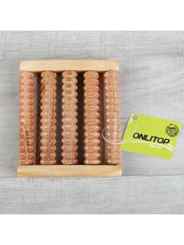 Массажёр для ног «Ножное счастье», 5 рядов, деревянный, 12 × 14 × 3 см