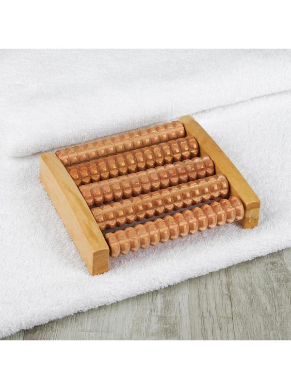 Массажёр для ног «Ножное счастье», 5 рядов, деревянный, 12 × 14 × 3 см